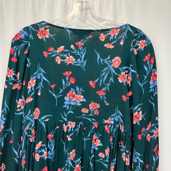 American Eagle Womens Blouse Multicolor Floral Long Sleeve V Neck Tie Pullover M - Picture 7 of 11